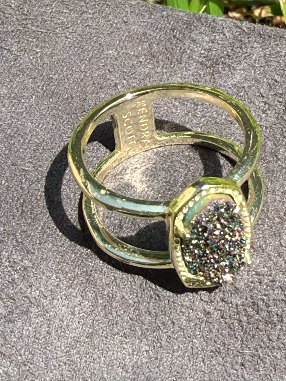 Kendra Scott Gold Drusy Ring with Iridescent Multicolor Stone- Likely 7.5 or 8